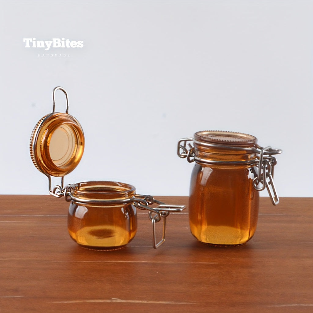 2 Mini Dollhouse Storage Jars Mini Plastic Sealed Containers for Model Storage