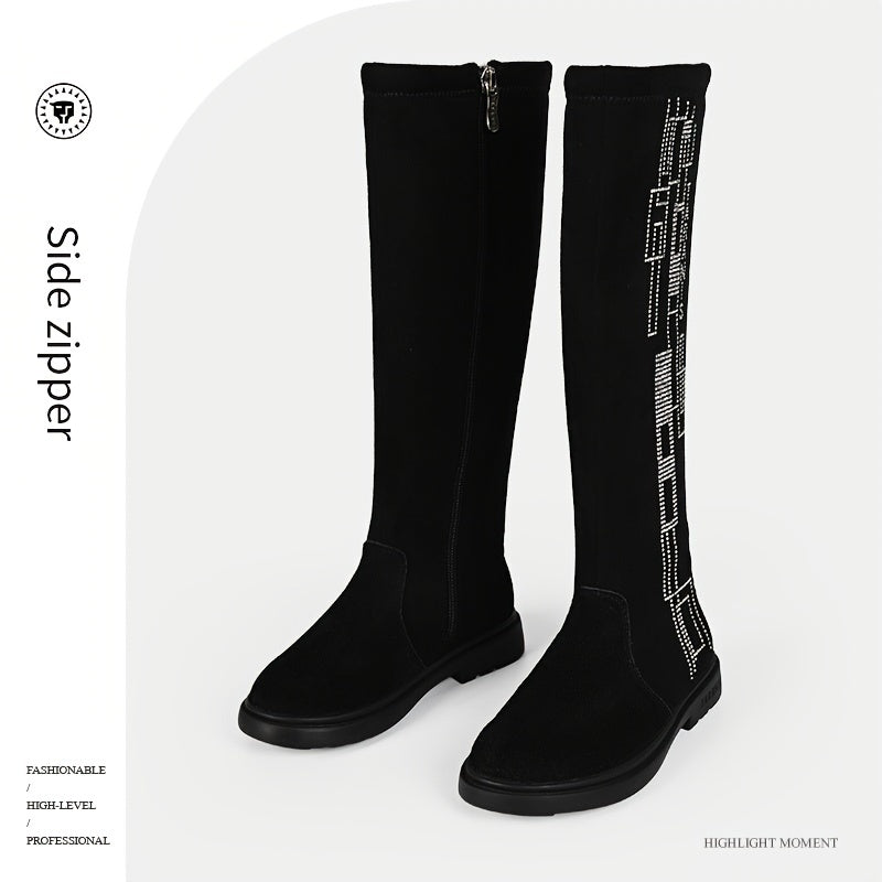 TARANIS Girls Side Zip Knee High Winter Boots