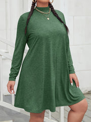  Long Sleeve Mock Neck Tee Dress