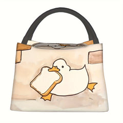 Duck & Bread Pattern Lunch Bag Insulated Tote for Work School Picnic