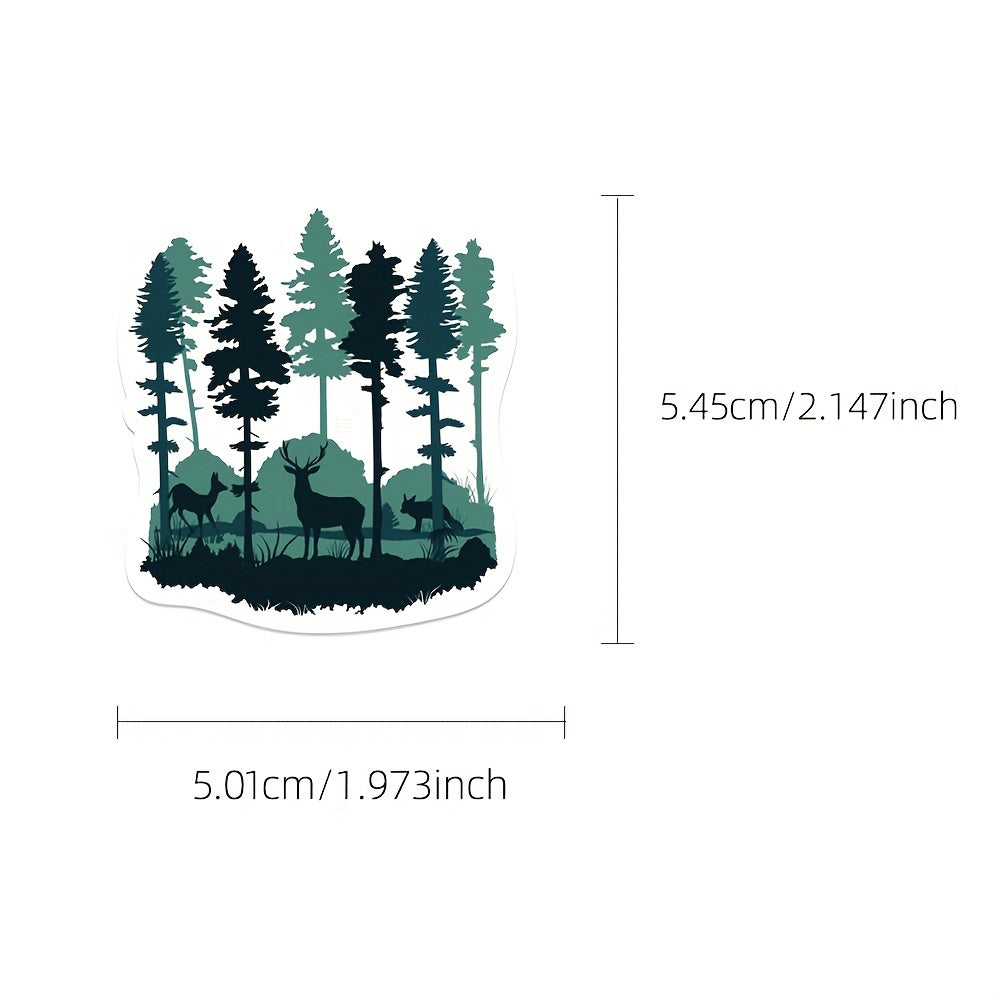 50pcs Green Forest Stickers Healing Waterproof Stickers