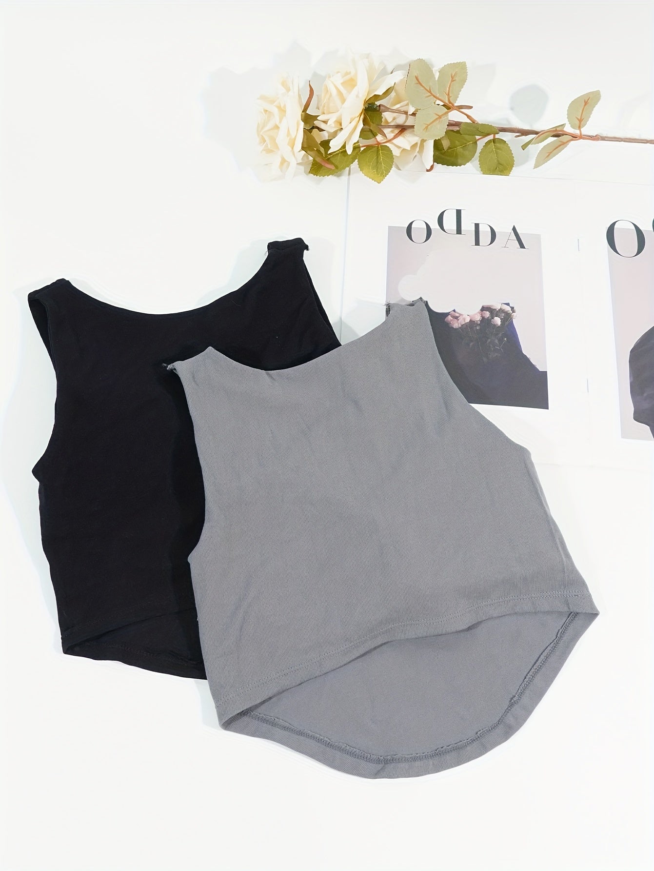 2pcs Square Neck Cami Tops Women's Lingerie