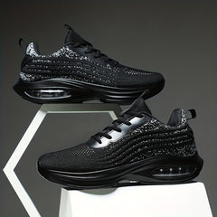 Men's Knit Air Cushioned Lace Up Casual Shoes Lightweight Non Slip Sneaker