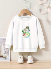 Christmas Cartoon Candles Print Girls Sweatshirt
