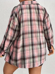  Plaid Button-Up Long Sleeve Shirt