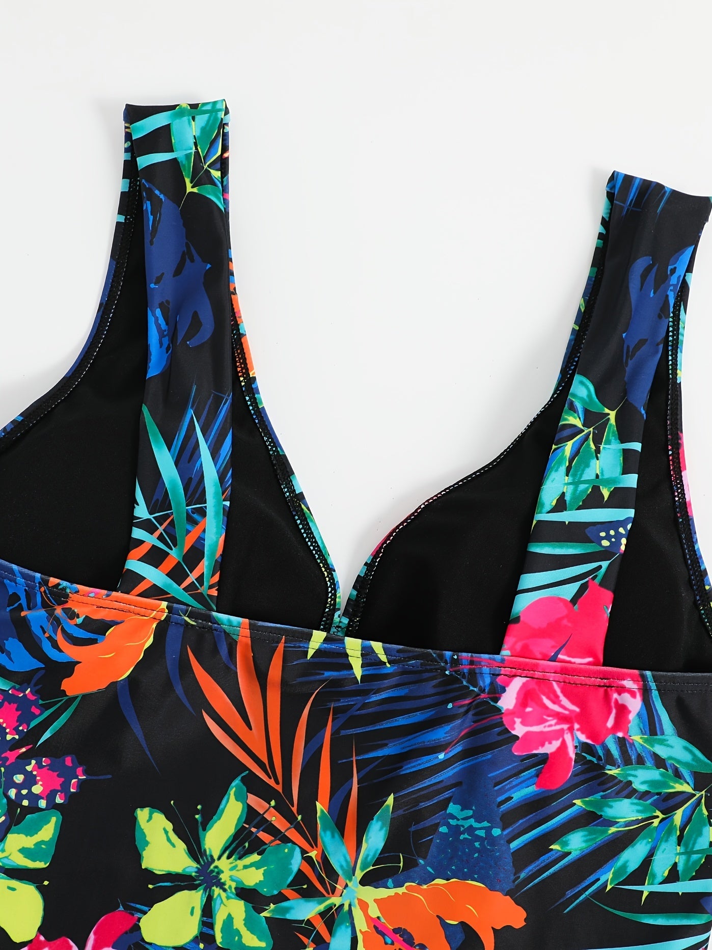  Tropical Print Tank Top & Panties Swimsuit Set
