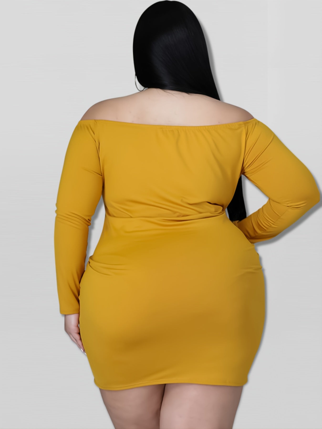 Off Shoulder Long Sleeve Bodycon Dress Plus Size
