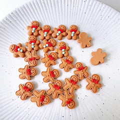 10pcs Christmas Gingerbread Man Resin Ornament DIY Decoration Accessories