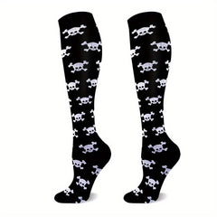 Skull Pattern Calf Socks Halloween Knee High Stockings