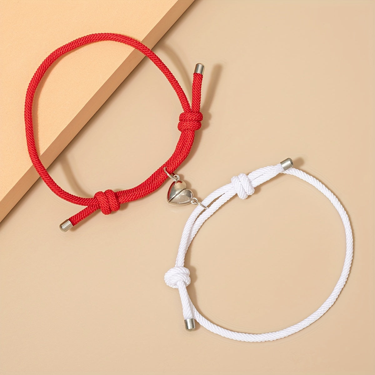 2pcs Love Heart Magnet Buckle Bracelets Couple Set Accessories
