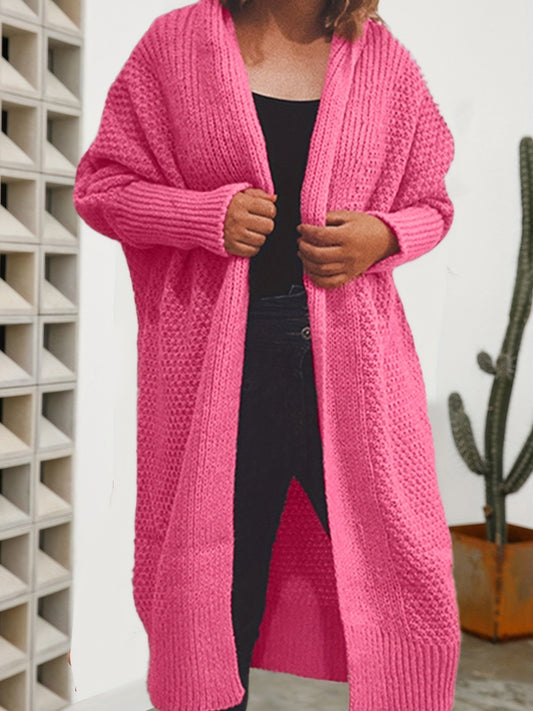  Solid Long Sleeve Hooded Cardigan