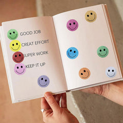 500 Pack Colorful Face Foil Stickers 1 Inch Glittery Self Adhesive Labels