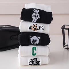 Letter & Bear Print Socks Women's Stockings & Hosiery