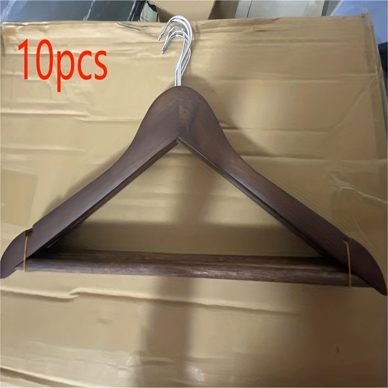 10pcs Non-slip Wood Clothes Hangers Adults Closet Coat Hanger Bedroom Display
