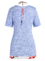 Women's Plus Size Short Sleeve Tee & Halter Neck Top Set