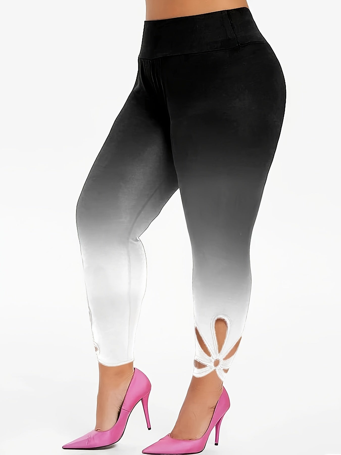  Sexy Leggings Ombre Side Cut Out High Rise