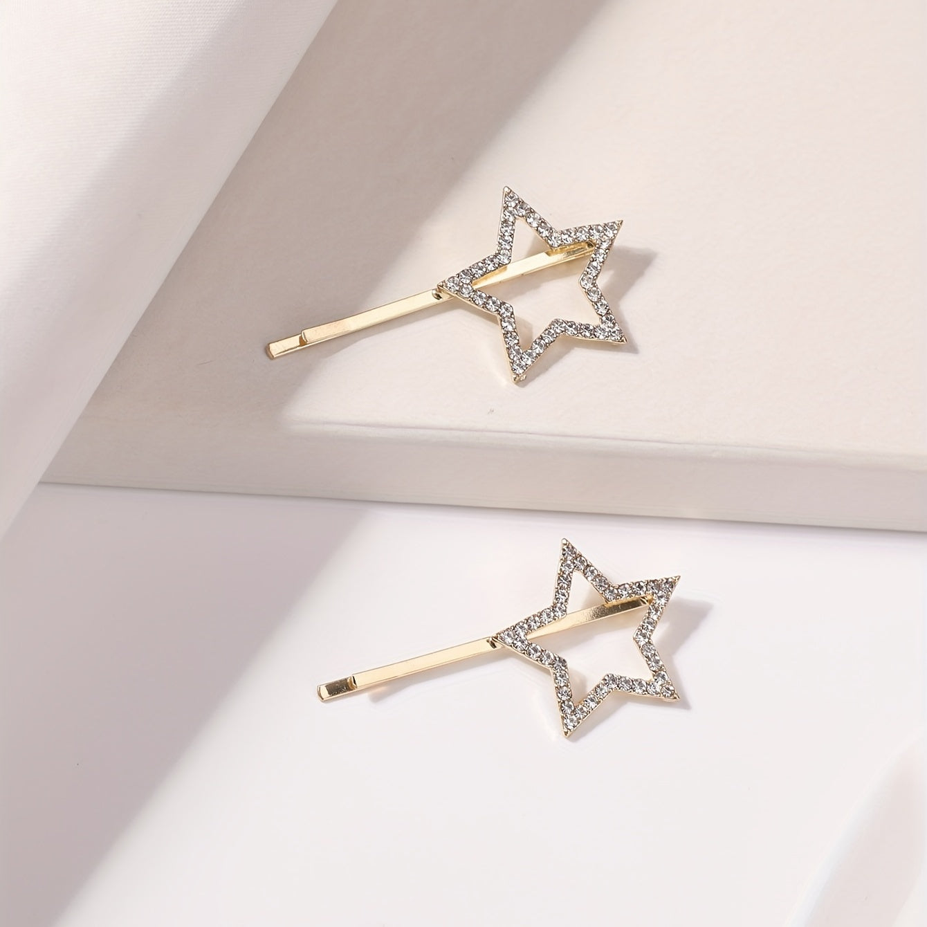 2pcs Rhinestone Star Hairpin Alloy Hair Clip for Side Hair Bang Braids