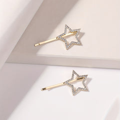 2pcs Rhinestone Star Hairpin Alloy Hair Clip for Side Hair Bang Braids