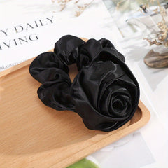 Solid Rose Silk Scrunchie Ponytail Holder Hair Band