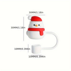 6pcs Christmas Silicone Straw Cap Dustproof Cover Plug