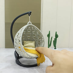 1:30 Scale Dollhouse Swing Chair with Yellow Cushion