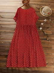  Polka Dot Print Short Sleeve Maxi Dress