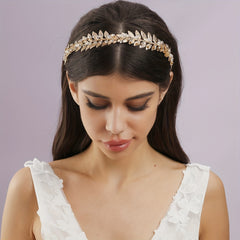 Bridal Leaf Headband Rhinestone Hair Band Wedding Accessories