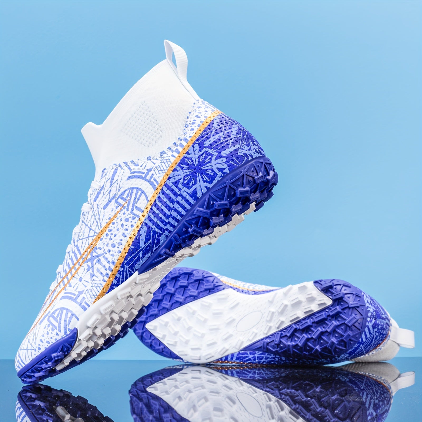 Boy's High Top Turf Football Boots Anti-skid Lace Up TF Soccer Cleats