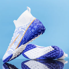 Boy's High Top Turf Football Boots Anti-skid Lace Up TF Soccer Cleats