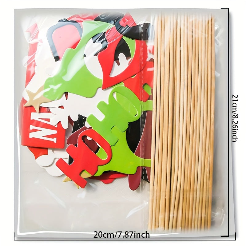 38pcs Cartoon Christmas Photo Props for Party Decorations Festive Atmosphere