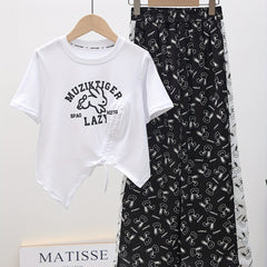Girls Bunny Graphic T Shirt & Flare Leg Pants Set
