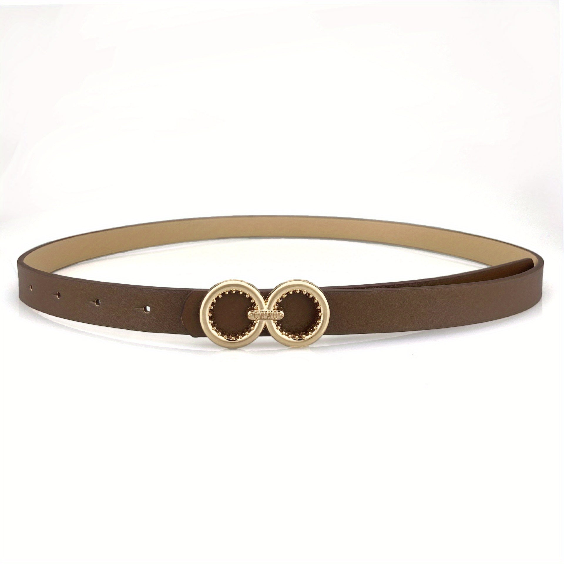 Double O Buckle Vintage Belt Stylish Solid PU Belt Classic Pants Belt