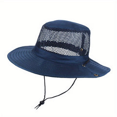 Mesh Hollow Out Bucket Hat Breathable Wide Brim UV Protection Sun Hat