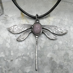 Dragonfly Gemstone Pendant Necklace Boho Women's Necklace