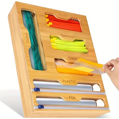 Bamboo Ziplock Bag Organizer and Foil Wrap Holder