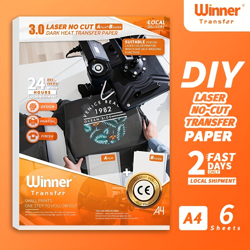 50 Laser No Cut Dark Heat Transfer Paper A4 6sheets