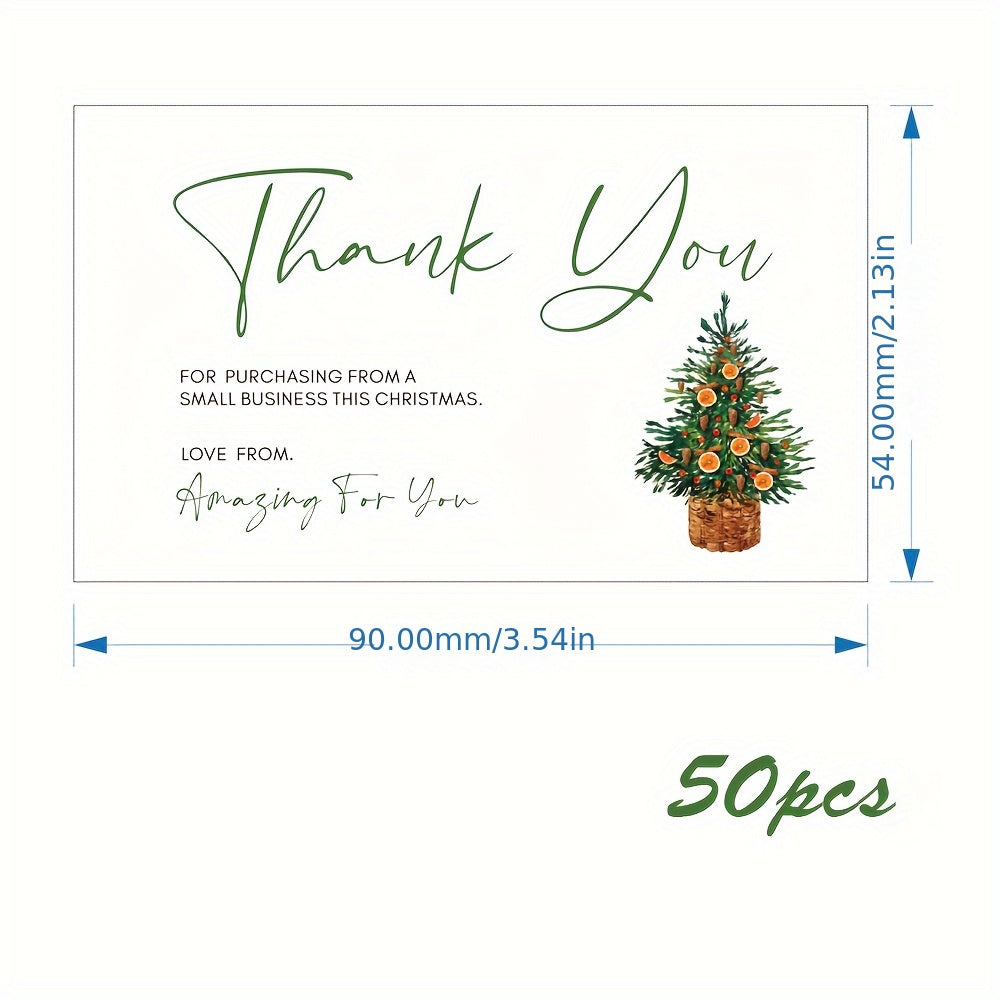 50pcs Business Thank You Christmas Cards - Small Business Packaging Cards