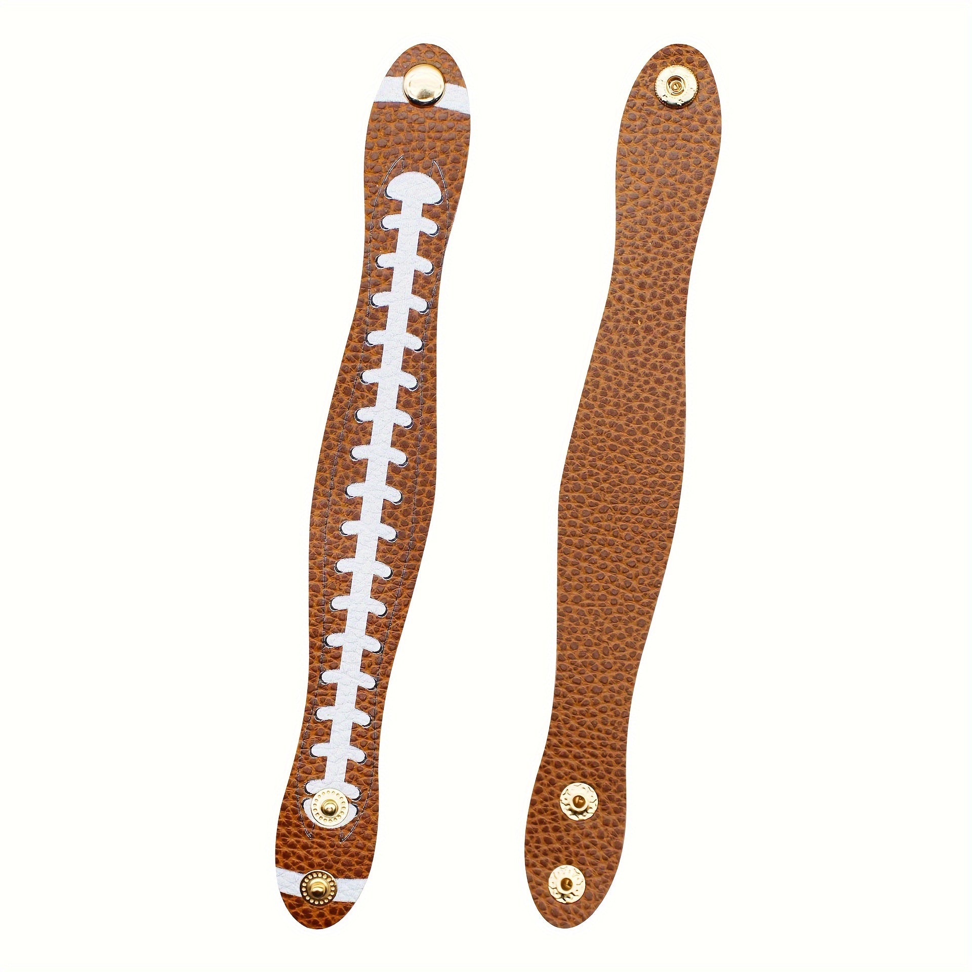 Rugby Pattern Faux Leather Bracelet Sports Style Snap Bangle