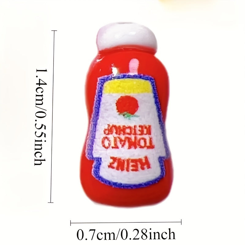 7pcs Mini Sauce & Condiment Resin Models for Dollhouse Decor DIY Accessories