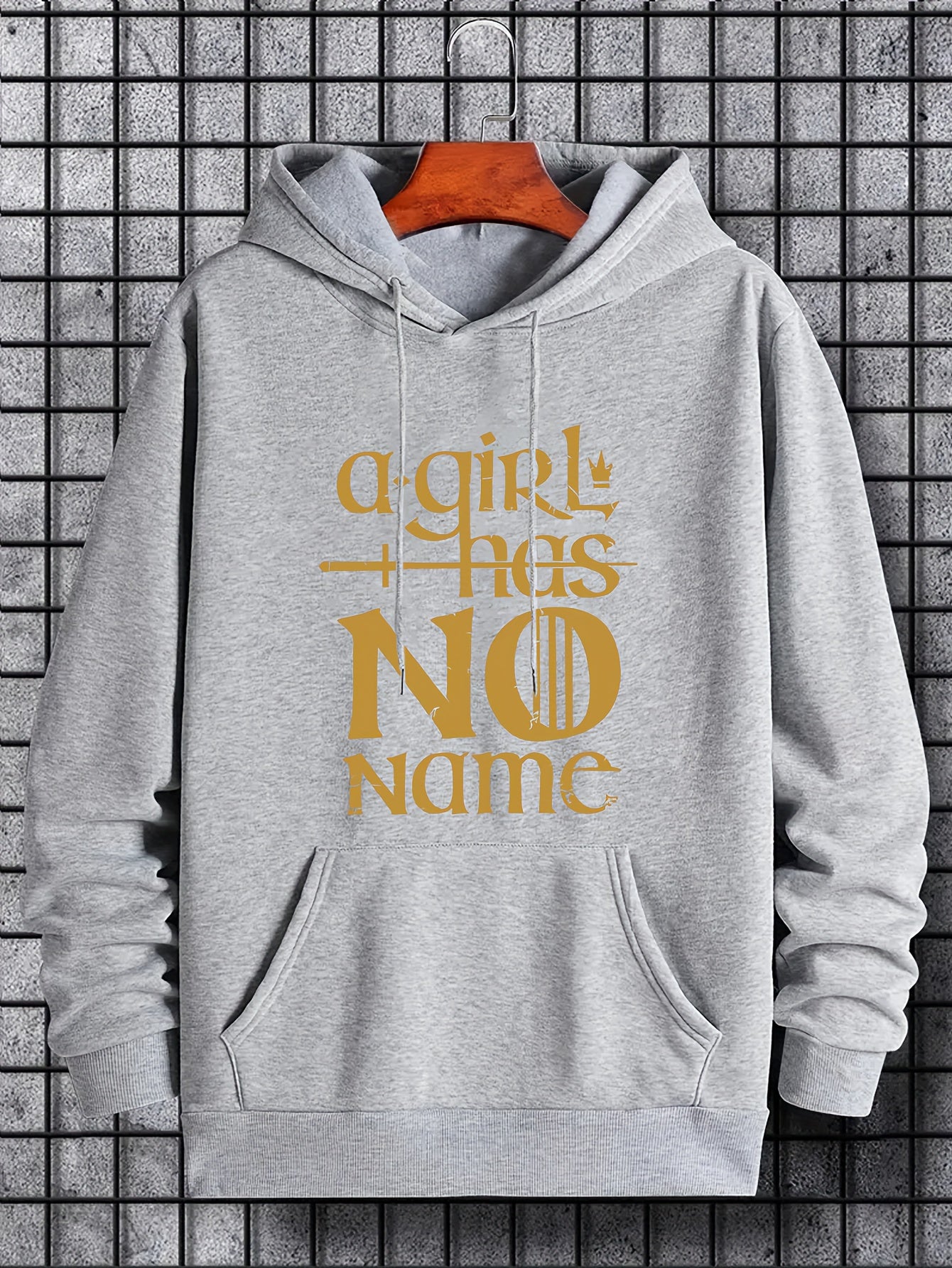 Men's Letter Print Hoodie Casual Stretch Hooded Sweatshirt