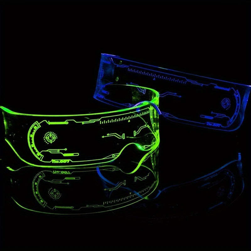 2pcs Halloween Future Tech Sense Bar Flashing Charging Colorful Glasses