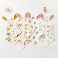 2pcs Baby Rabbit Ear Cotton Towel Newborn Burp Cloth Set 6-12 Months