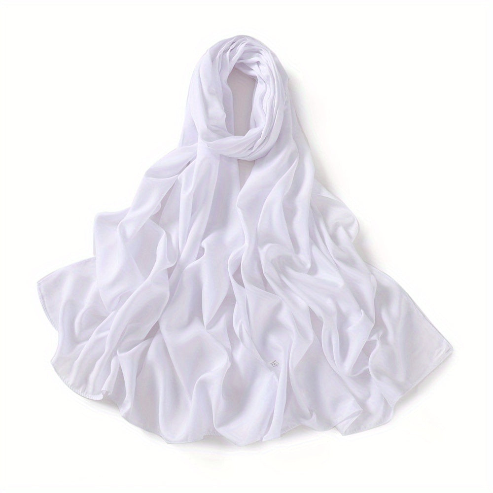 Matte Satin Soft Scarf Solid Sunscreen Hijab Turban Shawl Wraps