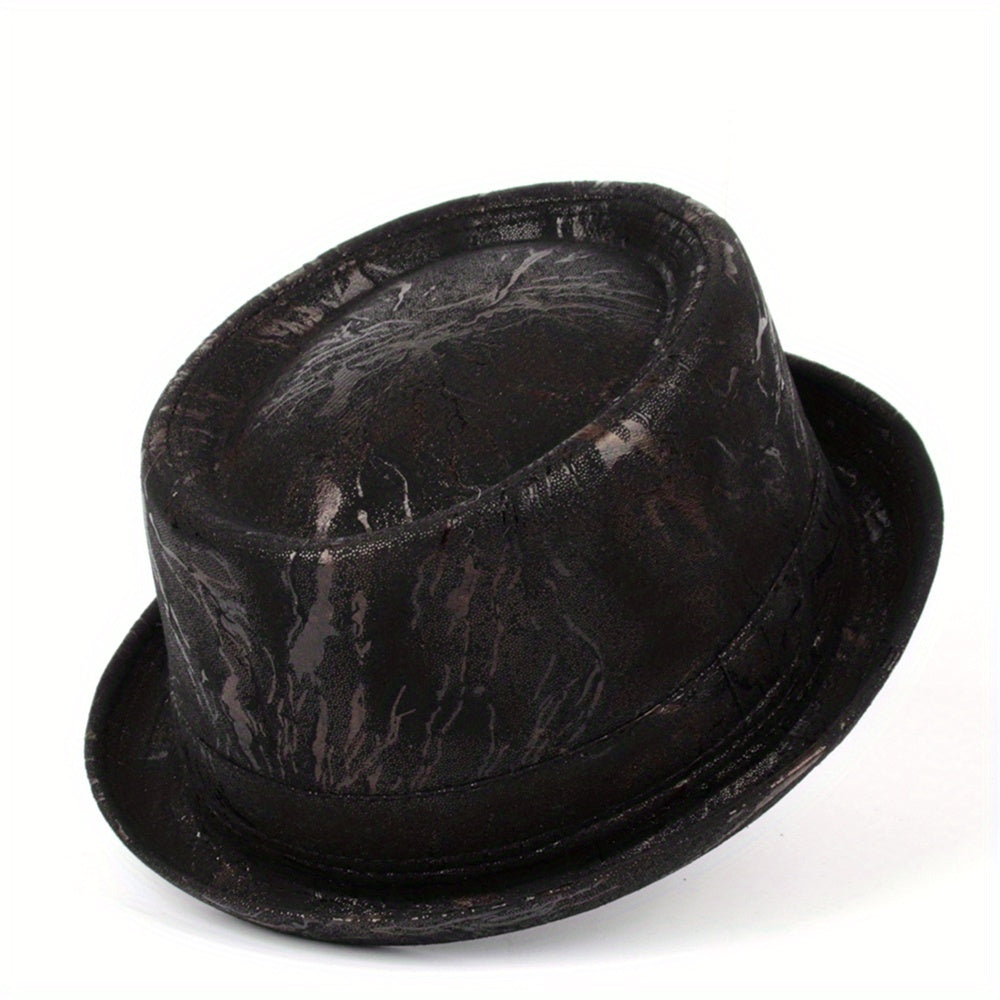 Men Fedora Hat Flat Pork Pie Hat Gentleman Dad Bowler