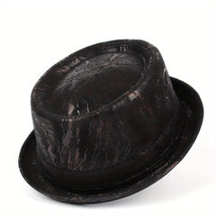 Men Fedora Hat Flat Pork Pie Hat Gentleman Dad Bowler