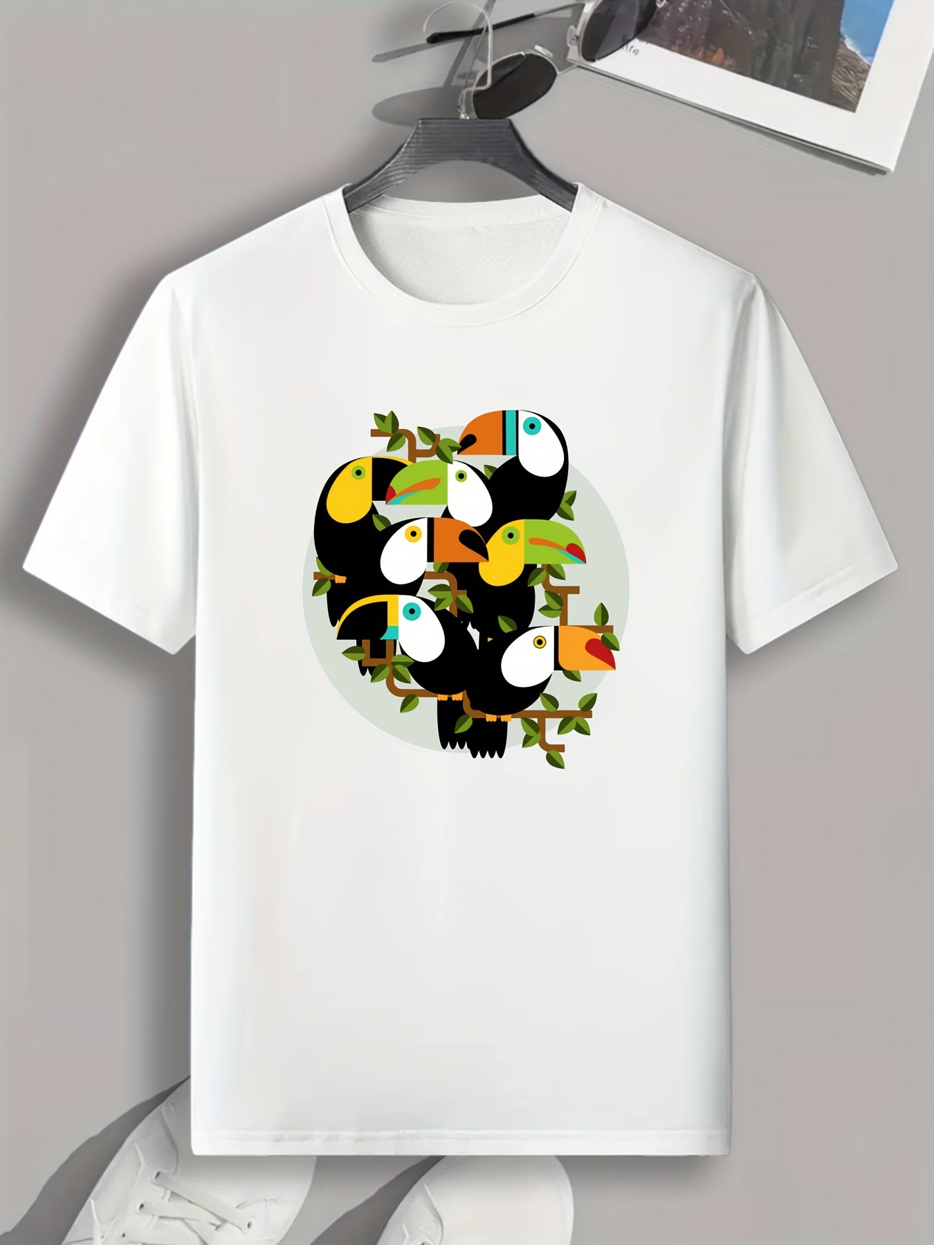 Parrots Print Men's Graphic T-shirt for Summer