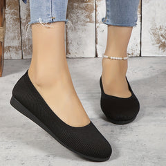 Women's Knit Flat Shoes Slip On Low Top Casual Walking Driving Flats