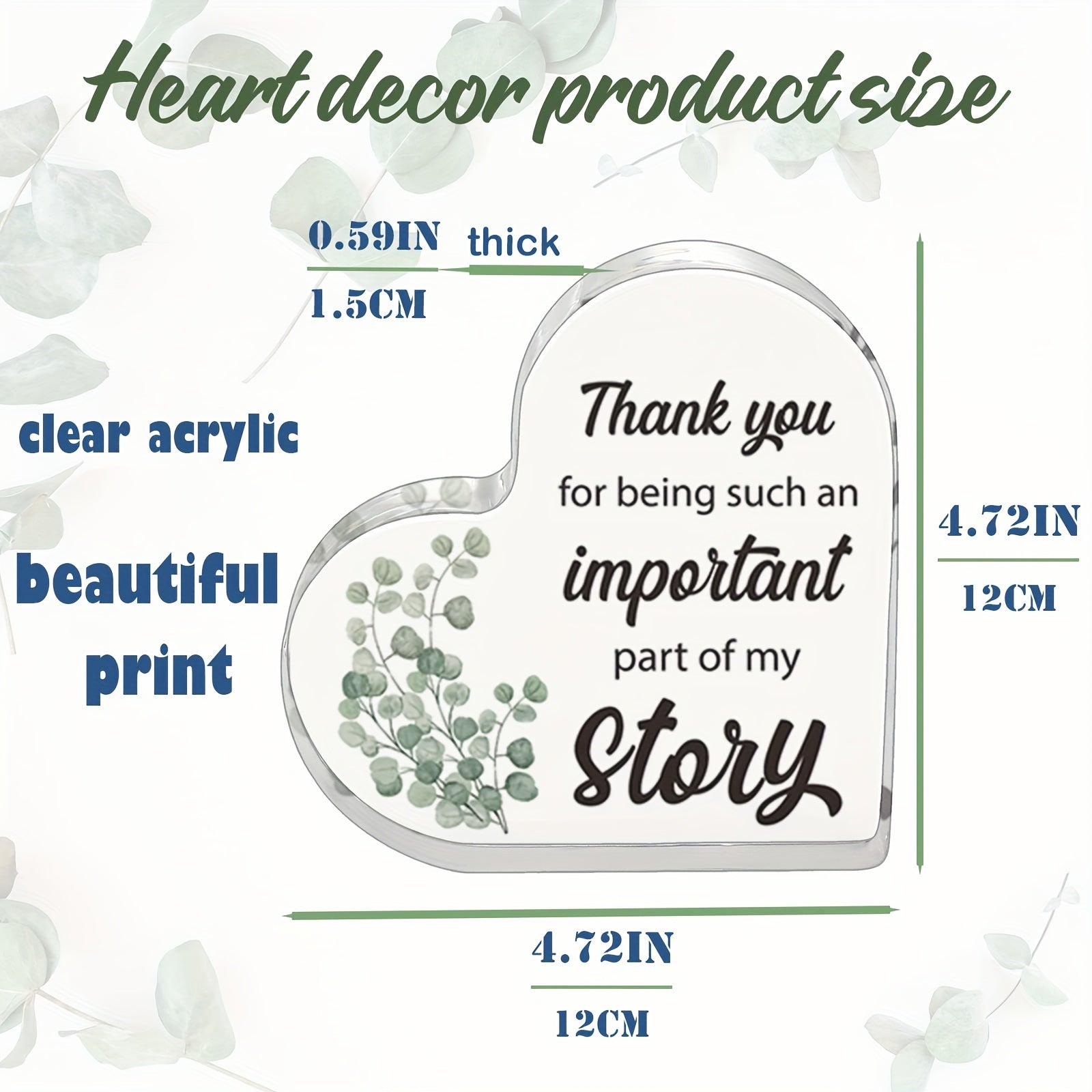 Acrylic Heart Keepsake Clear Sign 4x4 Inch Table Centerpiece Decor
