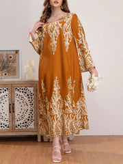 Floral Print Long Sleeve Maxi Dress Plus Size