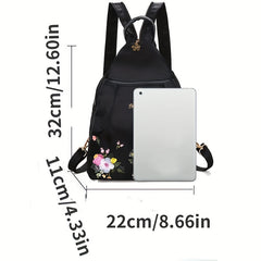 Floral Embroidery Sling Backpack for Women